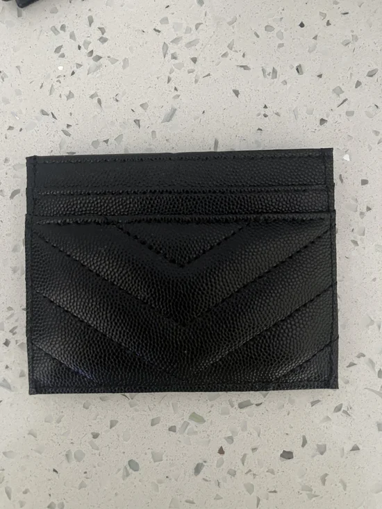 YSL Black and Gold Leather Card Holder - Picture 3 of 4